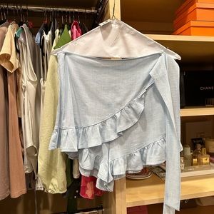 Blue linen skort